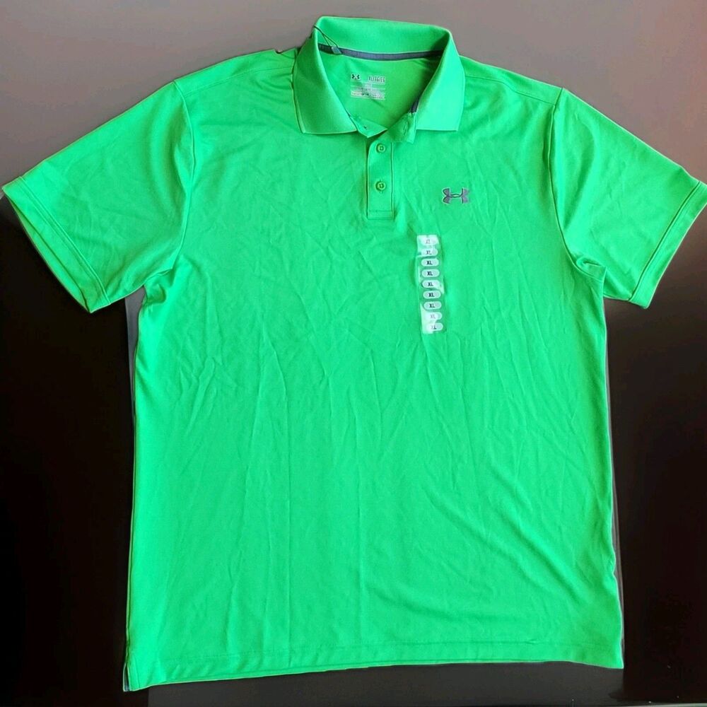 Under Armour NWT Men's Polo Neon Green Short Sleeve Golf Shirt Sz Xl MSRP$54.99